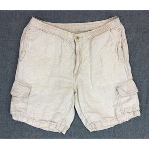 Tommy Bahama Linen Cargo Shorts Men's S Small Flat Front Lightweight Breathable